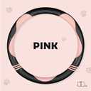 HighnessHwoo Car Steering Wheel Covers for Women Padded Carbon Fiber PU Leather Cute Auto Interior Accessories for Vehicle, Sedan, Universal, Anti Slip, Pink, Standard Size, 14.75-15.15in