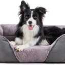 MIXJOY Dog Beds for Medium Dogs Washable, Calming Pet Bed Medium Size Dog, Soft Rectangle Pet Beds Sofa Cuddler, Orthopedic Sleeping Rabbit-Velvet Cozy Puppy Bed with Anti-Slip Bottom (30x24in, Grey)