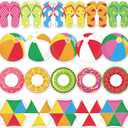 2 x 69Ft Hawaiian Bulletin Board Border Beach Ball Swimming Ring Parasol Flip Flops Adhesive Border Trim for Summer Classroom Chalkboard Wall Decor