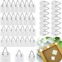 Wenqik 45 Pcs Adhesive Picture Hanger Foamboard Picture Hanging Hooks Without Nails Plastic Sticky Photo Hooks for Home Wall Art Photo Frame Bathroom Closet (Round,Square)