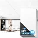 Art3d 10-Pack Smooth Drop Ceiling Tile 2ft x 4ft - Fire-Rated, Waterproof, Reusable - Premium PVC, No Sag and Breakage - Cover 80 Sq. Ft, White (24*48 10pcs)