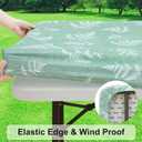 3 x misaya Rectangle Vinyl Tablecloth, Fitted Table Cover, 100% Waterproof, Elastic Edge, Plastic Table Cloth Fit 4 Foot Folding Tables for Picnic, Camping, Outdoor (Light Green Leaves, 24x48 inch)