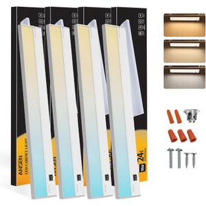 Ansen 4Packs of Under Cabinet Lighting Hardwired, 24IN 18W 1237LM, Dimmable Led Light for Kitchen/Bar/Closet, CRI>92, R9>90, 3 Color Temperature, 3000K/4000K/5000K(Warm White, Cool White, Daylight) Ansen 4Packs of Under Cabinet Lighting Hardwired, 24IN 18W 1237LM, Dimmable Led Light for Kitchen/Bar/Closet, CRI>92, R9>90, 3 Color Temperature, 3000K/4000K/5000K(Warm White, Cool White, Daylight)