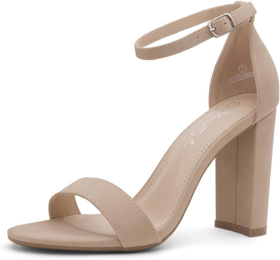 Herstyle Womens Chunky Block Heels Open Toe Ankle Strap Sandals, 3.75 Inch High Heels for Wedding, Party & Dressy Occasions Comfortable Strappy Dress Shoes, Size 9