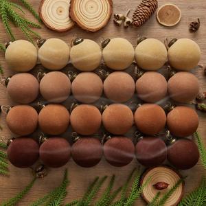 24PCS Light Scented Velvet Christmas Balls Ornament Shatterproof Velvet Xmas Tree Baubles Hanging Pendant for Winter Party Holiday Home Gift Office Yard Decor(Gradient Brown,2.36'')
