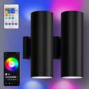 Smart RGBCW Up and Down Outdoor Wall Lights 120W, Dual Beam LED Wall Sconce with App & RF Control, 2700K-6500K Adjustable White, Color Changing Dimmable Exterior Light for Porch, Patio, Garage