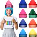 4 x 8 Pcs Crayon Hat Halloween for Adult Costumes Gnome Hats Crayon Paper Cap Graduation Dwarf Cone Fairy Dunce Cap Colorful Gifts Birthday Party Accessory for Favors Supplies Costume Cosplay