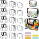 18 Packs Toy Storage Bags with Labels, Clear PVC Puzzle Storage Bags, Waterproof Travel Toy Organizer Bags with Zipper for Building Blocks Kids Books (3 Size)