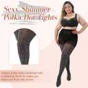 WiliW Polka Dot Plus Size Tights for Women Shimmer Patterned High Waist Tights 40D Shiny Sheer Black Pantyhose (3X-Large-4X-Large Plus)