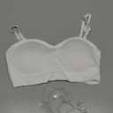 Strapless Bras for Women Non-Slip Padded Bandeau Bra Wireless Tube Top Bra Including Clear Straps (Medium, White)