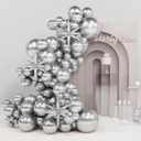 PartyWoo Metallic Silver Star Balloons 110pcs Different Sizes 18 12 10 5 Inch Pack 22 Inch Silver Spike Star Explosion Foil Mylar Balloon Arch Kit for Birthday Party Decorations Silver-G102
