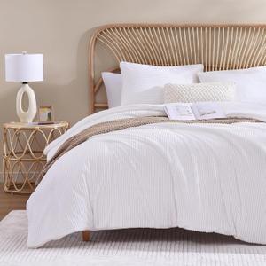 CozyBloom Super Soft Fluffy Reversible Fleece Twin Comforter Set 68" x 90", Solid Flannel Velvet Thick Warm Bedding Sets for Winter, 3 Pieces Jacquard Textured Cozy Fuzzy Comforter Set for Bed, White