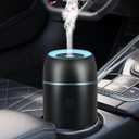 Car Diffuser for Essential Oils Portable Mini Ultrasonic Mist Humidifier 100ml USB Aromatherapy Diffuser Freshener with Colorful Lights for Small Space Home Office Bedroom (Black)