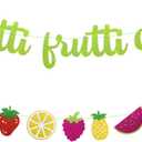 2nd Birthday Decorations Twotti Fruit Banner Fruit Pineapple Watermelon Orange Summer Themed Baby Boy Girl Second Bday Party Supplies Decorations (Green)