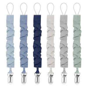 Pacifier Clips for Baby Boys and Girls, Pacifier Holders for Teething Relief and Baby Essentials, Safe for Newborns (6 Pack) (Grey)