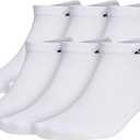 adidas Men's Athletic Cushioned Low Cut Ankle Socks (6 Pairs) Durable & Comfortable (12-15, White/Black)