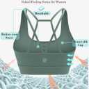 RUNNING GIRL Sports Bras for Women,Padded Sports Bra Tank Top Sexy Crisscross Back High Impact Longline Workout Yoga Bra (Green, S)
