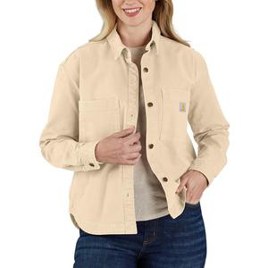 Carhartt Women's Rugged Flex Loose Fit Heavyweight Duck Overshirt (Beige, L)