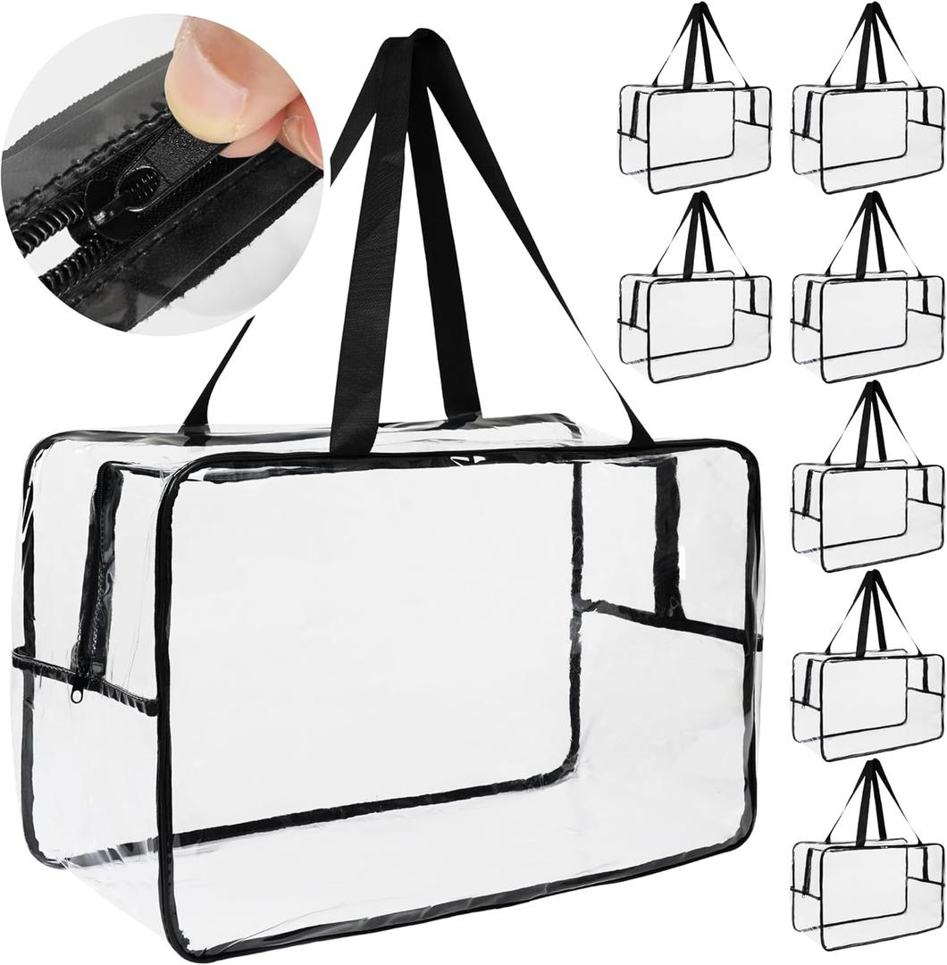 Bolsa organizadora de juguetes transparente (paquete de 8) de 21 pulgadas, bolsas de almacenamiento de edredn transparentes, organizador de almacenamiento de plstico grande para rompecabezas, juegos