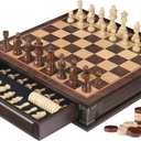 Peradix Magnetic Chess Set with 2 Built-in Storage Drawers, 15'' Wooden Strategy Board Games, 2 Extra Queens, Luxury Magnet Chess Game for Adults, Kids and Family Game Night, Gift Package