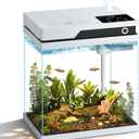 Fish Tank, Smart Fish Aquarium Kit 4 Gallon with Auto Feeder, Humidifier, 4-in-1 Silent Pump, Temperature Display & Adjustable Lighting for Desktop, Office, Room