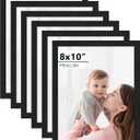 PEALSN 8x10 Picture Frame Set of 6, Black Picture Frames with HD Plexiglass,Wall Gallery Photo Frames for Wall Mounting or Tabletop Display, Black Woodgrain