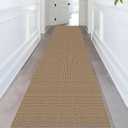 KOZYFLY Extra Long Runners for Hallways 2.6x14 ft Washable Kitchen Runner Non Slip Rubber Backed Hallway Rug Cotton Entryway Runner Rug Floor Carpet for Indoor Hall, Kitchen, Stair, Tan/Orange/Brown