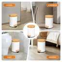 Small Bathroom Trash Can with Natural Bamboo Lid Soft Close，3 Liter / 0.8 GallonStainless Steel Garbage Can with Removable Inner Bucket andStep Pedal（White）