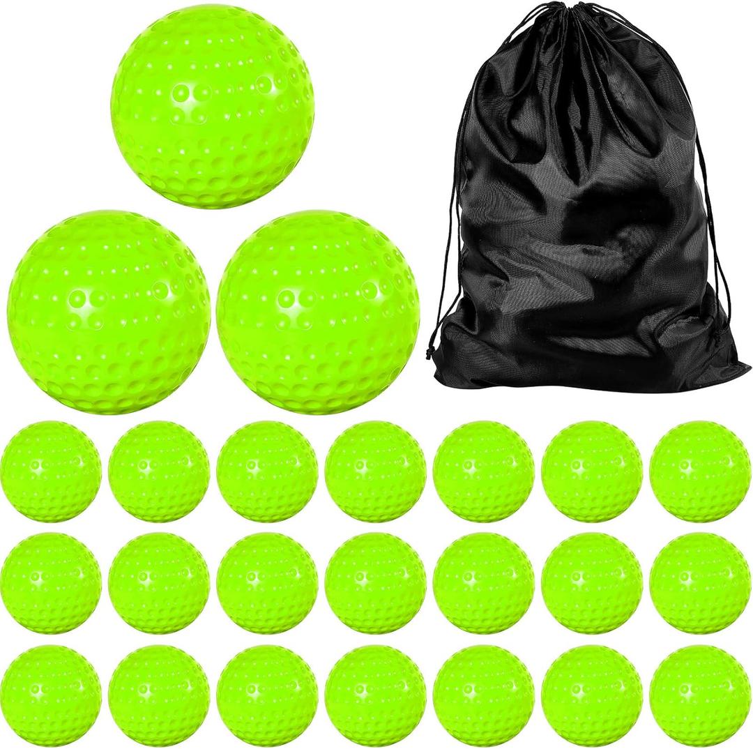 Deekin 24 PCS Pitching Machine Softballs, Dimpled Softballs, Practice Foam Sport Pitching Machine Game Ball for Indoor Outdoor Practice, 2 Dozen (Green)