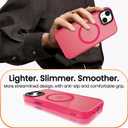 2 x DEERLAMN Magnetic Matte Case for iPhone 15 with Screen Protector, [Compatible with MagSafe][Military Grade Drop Protection] Slim Translucent Shockproof Protective Phone Cover, Hot Pink