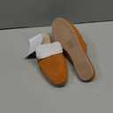 MUSSHOE Gold Buckle Mules for Women - Comfortable Memory Foam Loafers, Classy Slip On Flats for Office Business Casual, Dressy Pointed Toe Shoes (6.5, Tan Suede)