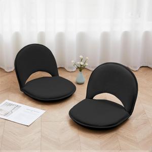 YOUKEEEJOJO Floor Chair 5-Position Adjustable Back Support Chair Foldable Camping, Floor Lounger,Corduroy Fabric, Video-Gaming Reading Watching, Indoor Outdoor Use (Black, 2)