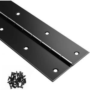 Black Piano Hinge 48 Inch x 3 Inch Heavy Duty Stainless Steel Piano Hinge Continuous Hinge for Cabinet, Door, DIY Wood Boxes, 0.05" Leaf Thickness