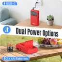 PRUNUS J-211 Portable Radio AM FM with USB Charging and AA Battery Operated, Transistor Radio, Strong Reception& Clear Speaker, Headphone Jack, Back Clip, Lanyard, Small radios Portable AM FM
