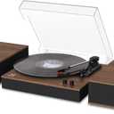 Bluetooth Record Player Turntable HiFi System with Bookshelf Speakers 3-Speed Belt-Drive Vinyl Turntable for Vinyl Records with Wireless Playback and Auto-Stop