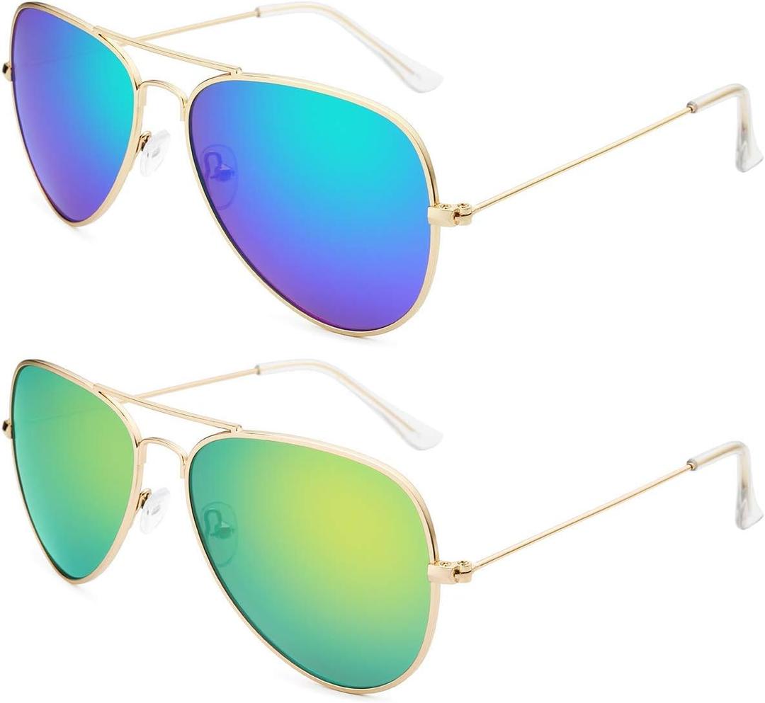 livho Sunglasses for Men Women Aviator Polarized Metal Mirror UV 400 Lens Protection