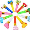 24 Pieces Party Blower Noisemakers Blowouts Whistles Party Squawkers Fringed Noise Maker Blowouts Noisemakers Funny Party Blowouts Blowers Musical Blowouts Party Horns Noisemakers, Random Color