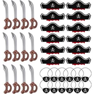 36pcs Pirate Accessories, Pirates Cosplay Pirate Eye Mask Hat Knife Swords Costume for Dressing Ball Cosplay Theatre