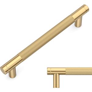 Amerdeco 10 Pack Champagne Bronze Cabinet Pulls 5 Inch (128mm) Hole Center Drawer Pulls Cabinet Hardware Kitchen Cabinet Handles for Bathroom ZH0031