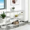 Leinade 47 Inch Metal Console Table with 8 Storage Shelves,Extra Long Entryway Table,Narrow Sofa Table,Hallway Table for Entrances to Corridor,Foyer,Living Room (White, 47.24×11.81×31.5in)