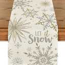 Artoid Mode Beige Snowflake Let It Snow Winter Table Runner, Seasonal Christmas Kitchen Dining Table Decoration for Home Party Decor 13x72 Inch