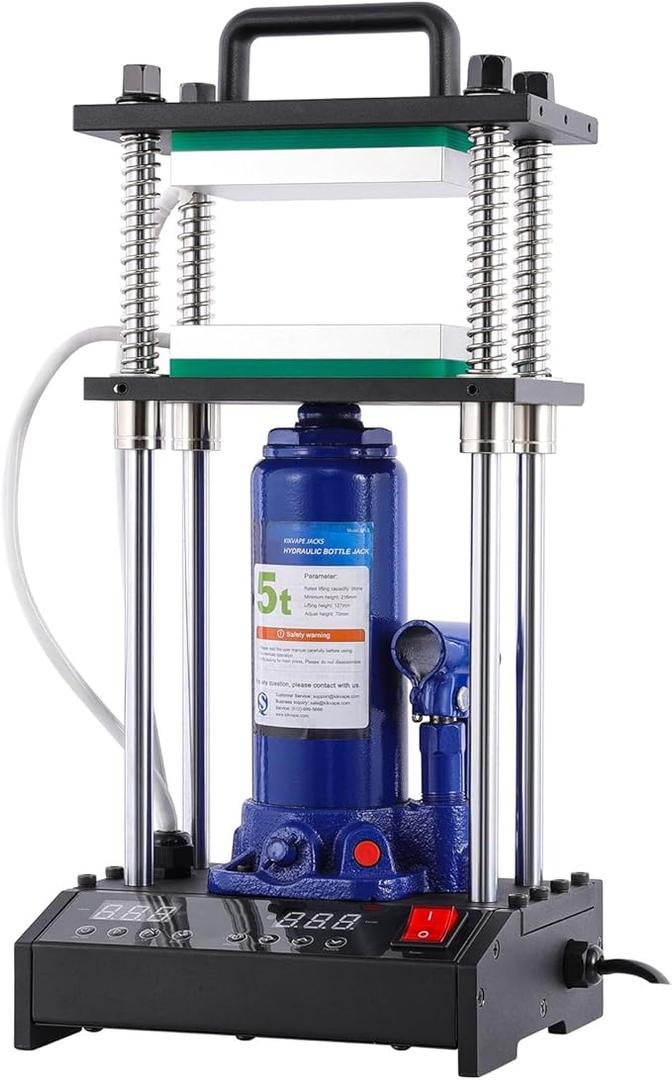 5 Ton Portable Hydraulic Heat Press Machine 4.99 x 2.99 Inch Dual Heating Plates with Dual Temperature Controllers LED Screen