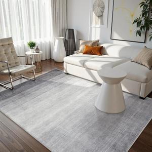 Wonnitar Modern Ombre 6x9 Grey Area Rugs for Bedroom, Washable Large Living Room Rug, Non-Slip Soft Contemporary Stain Resistant Accent Carpet for Dining Room Guest Room (Grey, 6'x9')