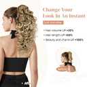 Flufymooz 100 Pure Protein Ponytail Extension, 18 Inch Curly Claw Clip Ponytail Hair Extensions Natural Soft pony tail hairpiece for women-Dark Almond Brown with Copper