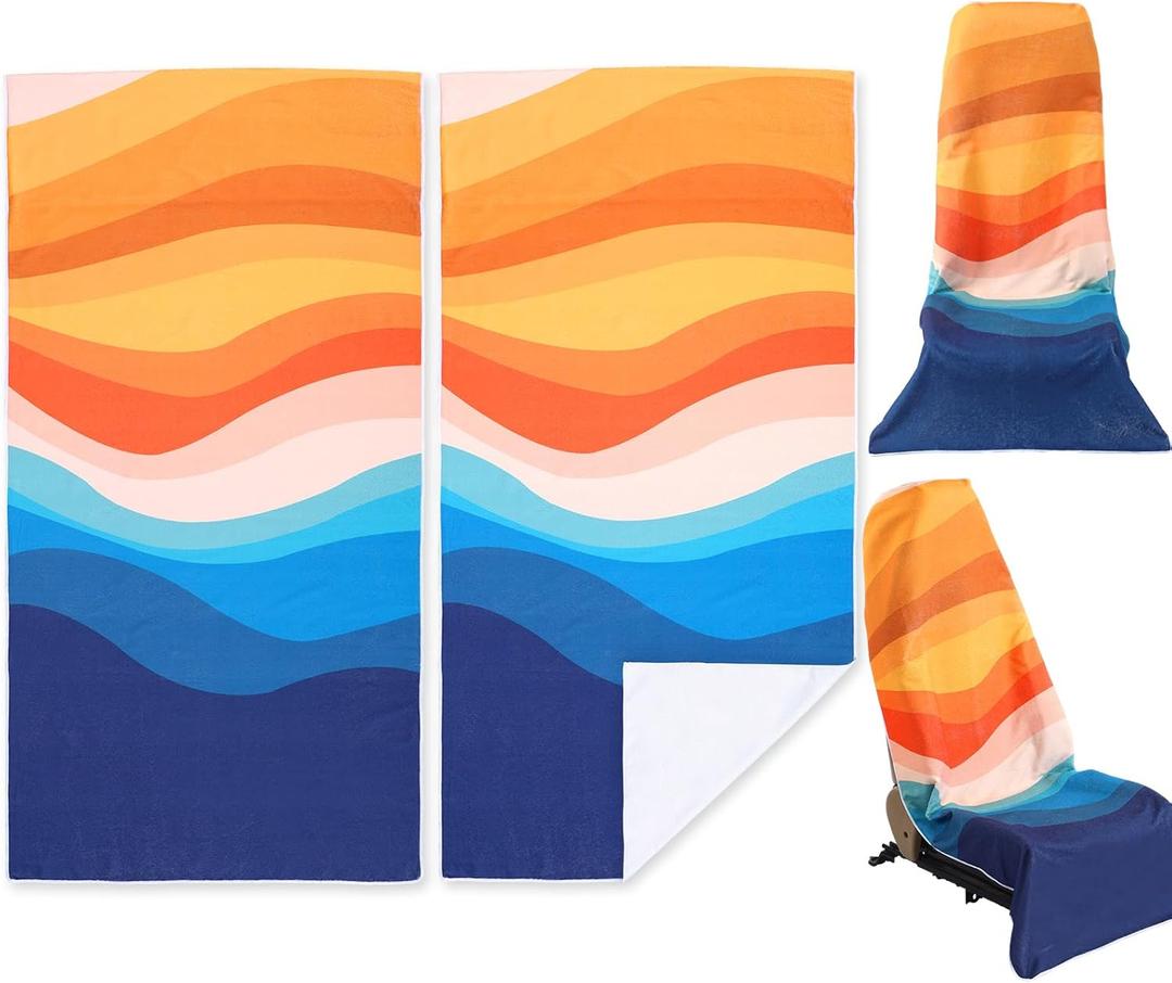 2 Pack Car Seat Towel Covers Athletic Running Towel Performance Microfiber Post Workout Sweat Washable Cover Non Slip for Seat Outdoor Sport (Boho)