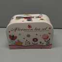 Tea Party Set for Little Girls, 63Pcs Pretend Play Toys, Princess Dress Up Tea Time, Tin Tea Sets for Toddlers 3-5 6 with Dessert, Carrying Case, Kids Kitchen Playset, Birthday Gift for Toddler Girls, Pink Floral