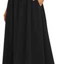 Tapata Women's Extra Long Maxi Skirts for Tall/Petite with Pockets Pleated A-Line Summer Flowy Skirt Casual Beach Wear (Medium)