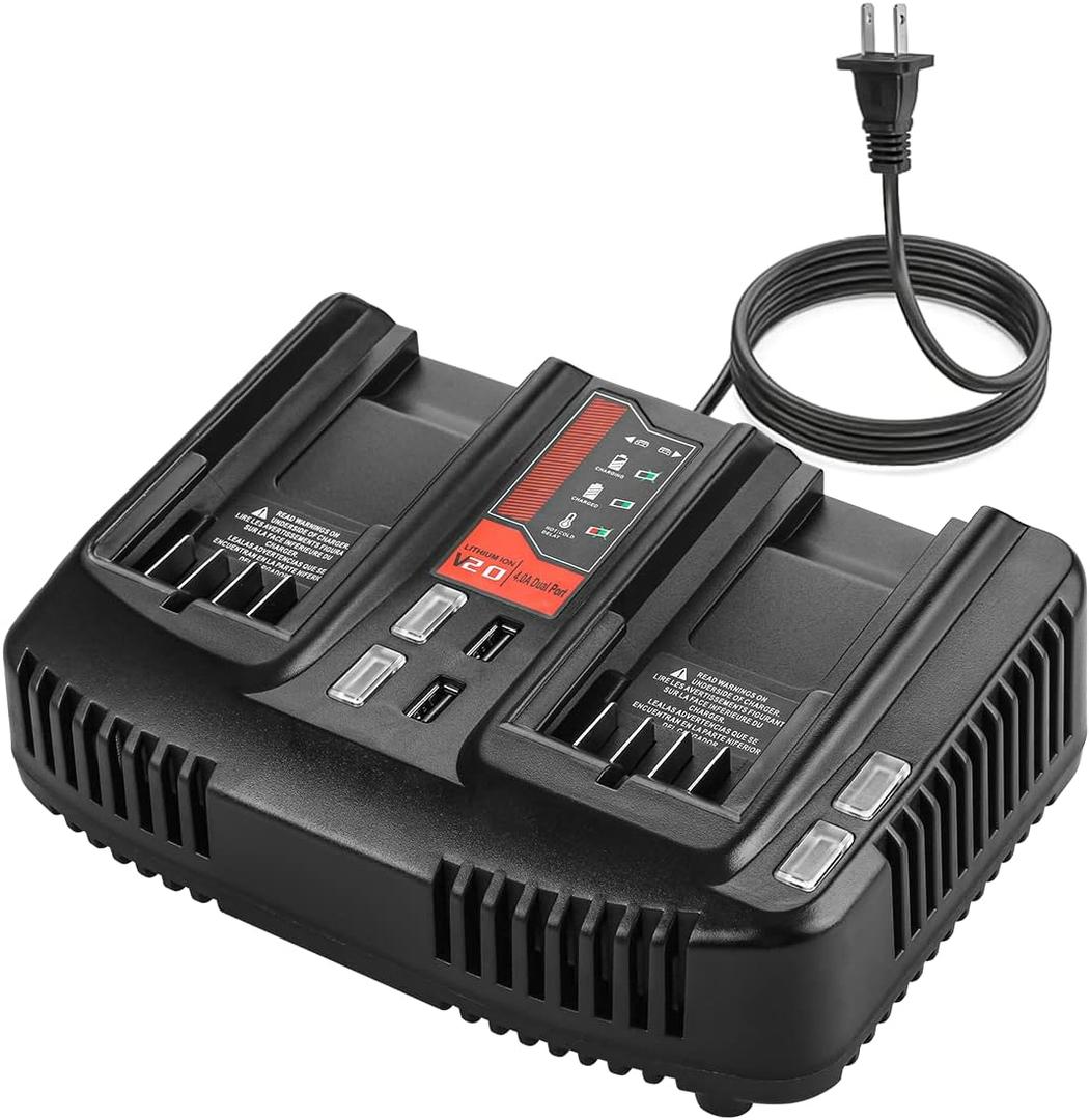 Dual Port 20V Fast Charger for Craftsman V-20 Lithium Battery Charger CMCB104 CMCB204 CMCB202 CMCB201 CMCB209 CMCB205 CMCB100 Replacement for Craftsman 20V Battery Charger Dual Port 20V Fast Charger for Craftsman V-20 Lithium Battery Charger CMCB104 CMCB204 CMCB202 CMCB201 CMCB209 CMCB205 CMCB100 Replacement for Craftsman 20V Battery Charger
