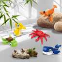 Building Block and Card Valentine Gifts 30 Building Blocks and 30 Cards for Kids' Party Favors, Birthday Gifts, Classroom Exchange Prizes, and Holiday Goodie Bags, Ocean Animal (Navy)