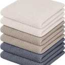 Nialnant 6 Pack Kitchen Hand Towels,Large 100% Cotton Kitchen Tea Towels,Dish Towels for Drying Dishes 13x28 Inches,Multi Color (Multi Color(beige+grey+brown))